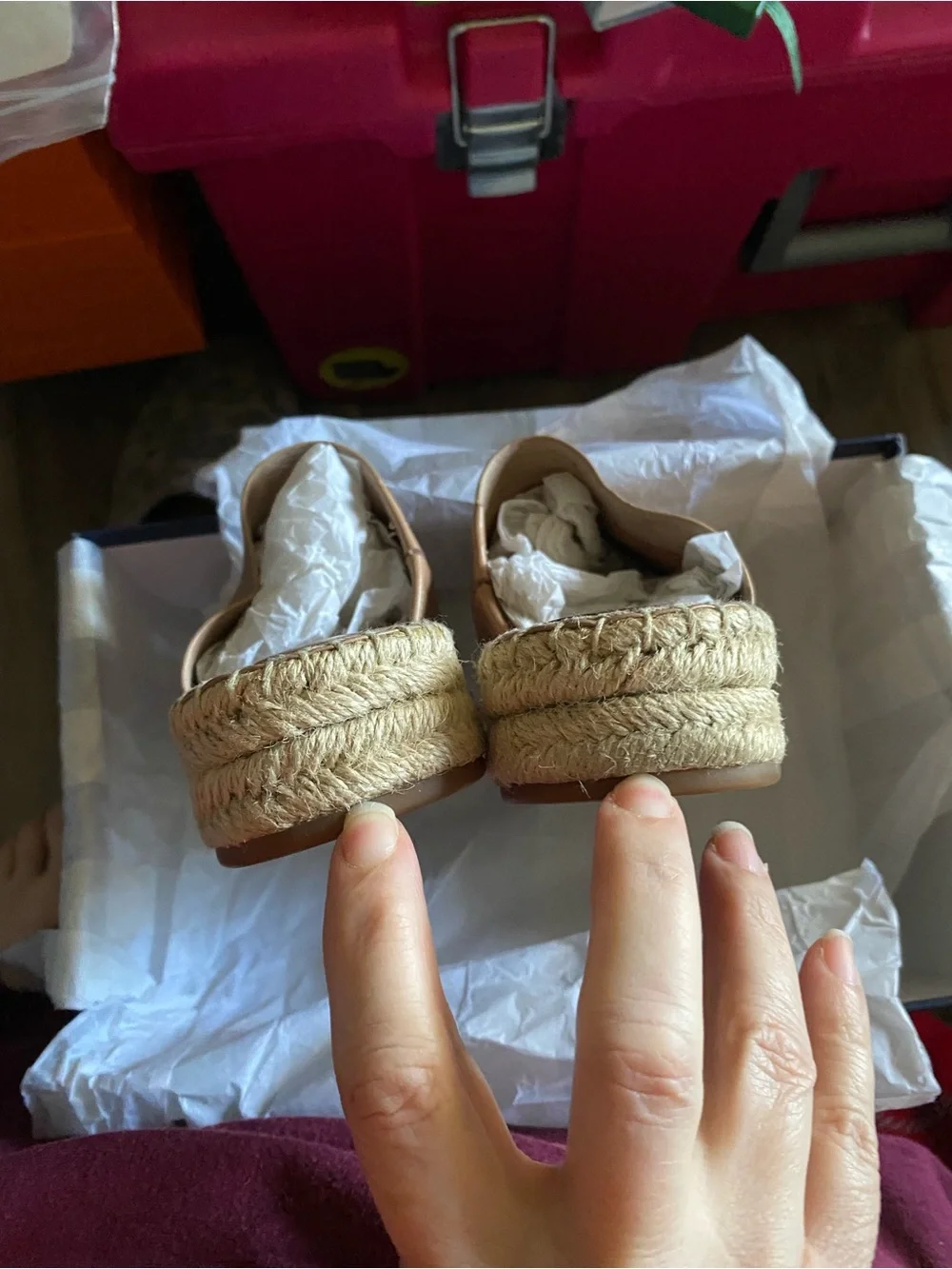 Splendid Tan Leather Espadrille Platform Mule “Thaddeus” little to no wear.